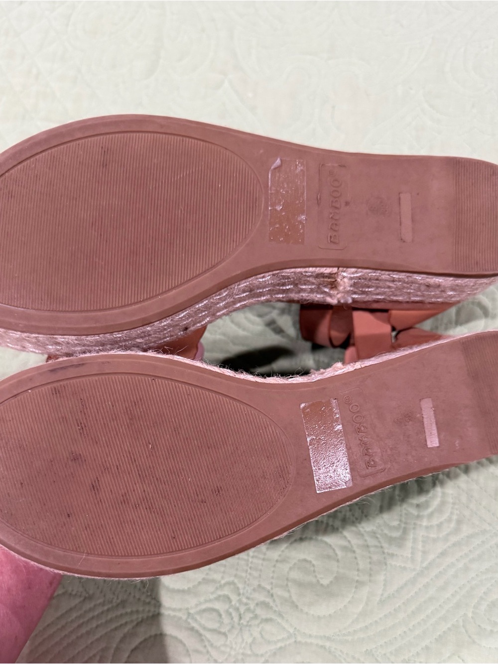 BAMBOO Scalloped Tan Espadrille Wedge Sandals with Ankle Strap - Picture 2 of 2